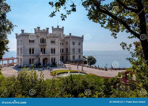 Miramare Castle and Gardens with Vegetation Frame Stock Photo - Image ...