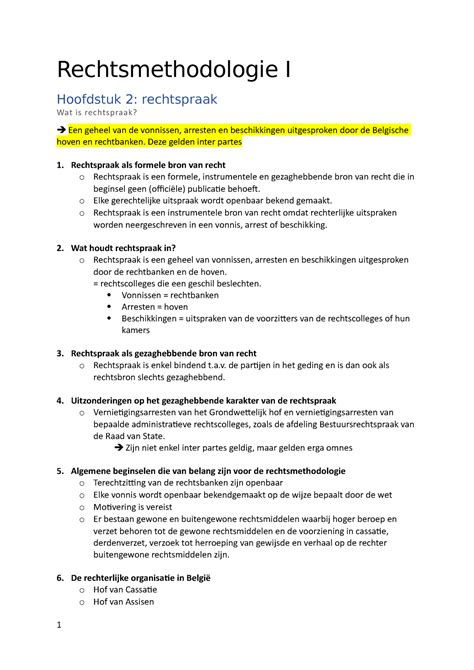 Rm Samenvatting Rechtsmethodologie I Hoofdstuk Rechtspraak Wat Is