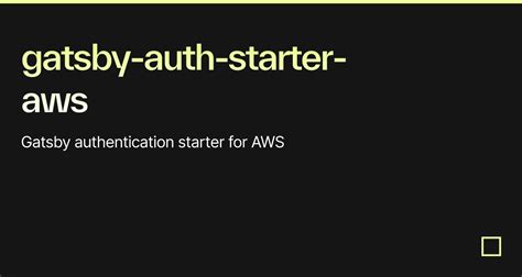 Gatsby Auth Starter Aws Codesandbox