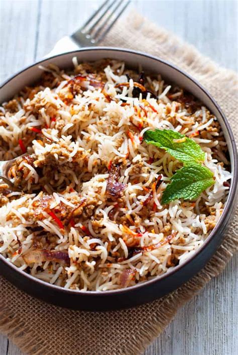 Keema Biryani Minced Meat Layered With Spiced Rice Indian Ambrosia