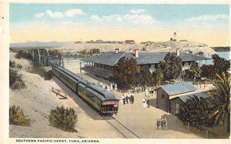 Yuma Arizona Southern Pacific Depot Train Station Vintage Postcard