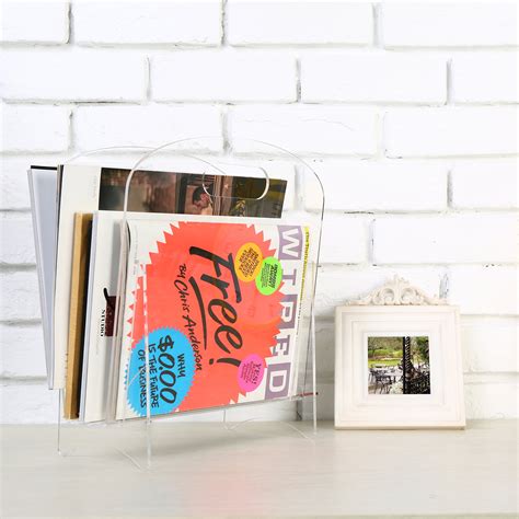 Freestanding Modern Clear Acrylic Magazine Holder Display Stand File