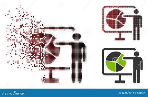 Destructed Pixel Halftone Pie Chart Public Report Icon Stock Vector