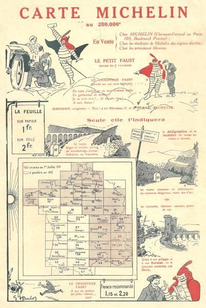 Publicité Carte Michelin 1912 Galerie BIBimage Images et