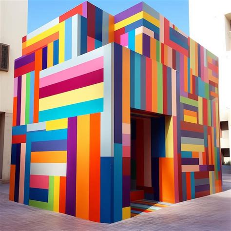 Premium Photo Vibrant Outdoor Art A Colorful Building With Bold Color