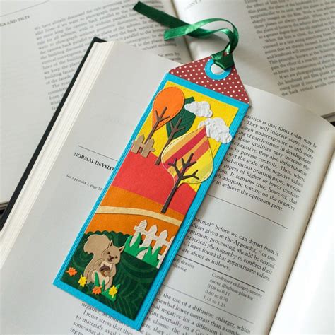 Bookmark With Squirrel Animal Autumn And Landscape Theme Handmade