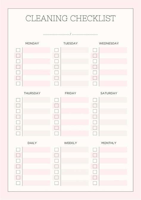 Free Printable Editable Cleaning Checklist Printable Free Templates