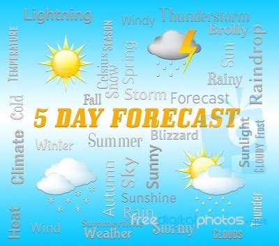 Five Day Forecast Indicates 5 Days Weather Forecasts Stock Image ...