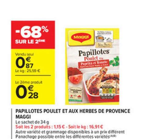 Promo Papillotes Poulet Et Aux Herbes De Provence Maggi Chez Carrefour