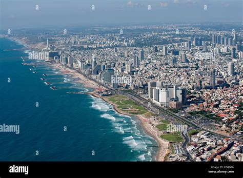 Aerial Photography Of Tel Aviv Coast Line As Seen From The South Stock