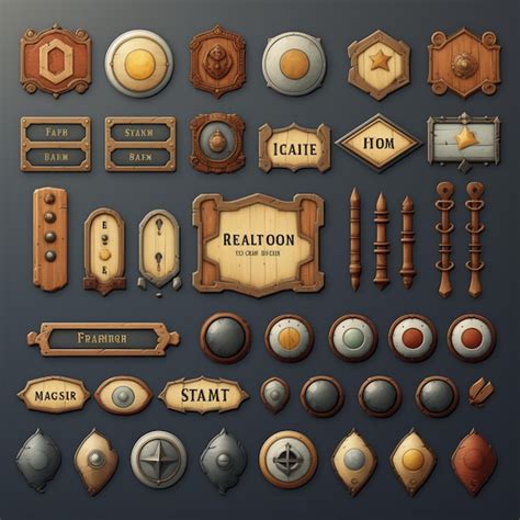 Premium Vector Wooden Game Buttons For Ui And Ux Design