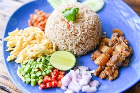 Rice Seasoned With Shrimp Paste Recipe Rice Mixed With Shrimp Paste Thai Food 4528633 Stock