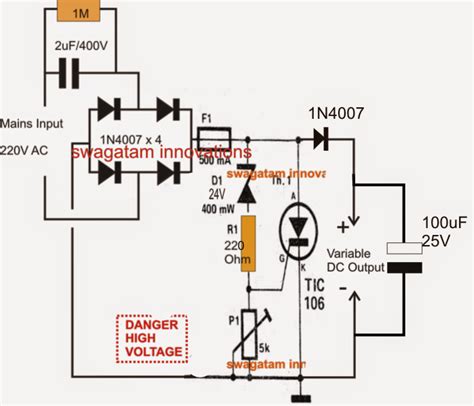 220V Ac To 12V Dc Converter Circuit Diagram Without Transformer