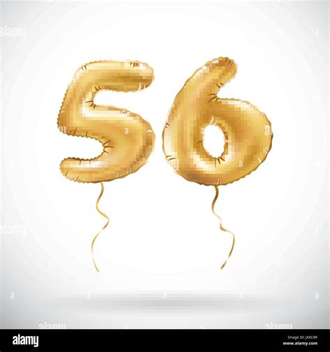 Vector Golden Number Fifty Six Metallic Balloon Party Decoration