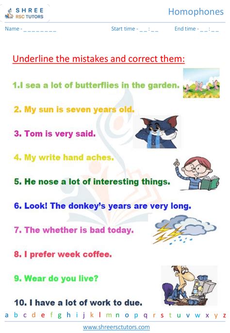 Homophones Worksheets For Grade 2 English Shree Rsc Tutors