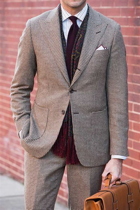 Mens Houndstooth Suit Winter Outfit Ideas For Business Menssuits