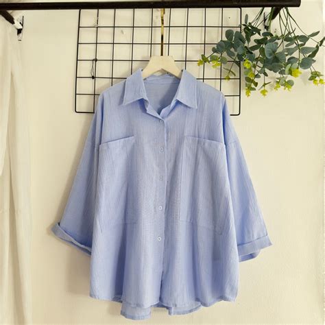 Jual Kemeja Wanita Polos Oversize Kantong Outher Wanita Bahan Linen