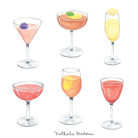 Watercolor Cocktails Food Illustration — Nathalie Ouederni Watercolor Illustration And Pattern