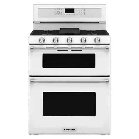 Kitchenaid 30 5 Burner Free Standing Double Oven Gas Convection Range White