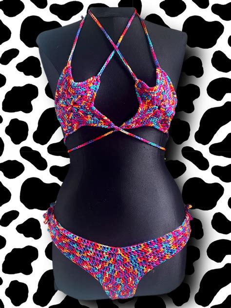 Rainbow Star Crochet Bikini Etsy