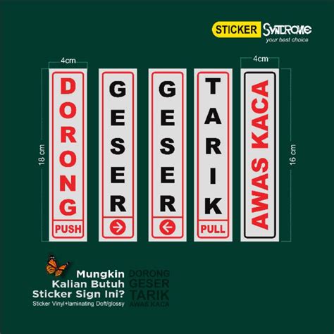 Jual Sticker Sign Awas Kaca Dorong Geser Tarik Shopee Indonesia