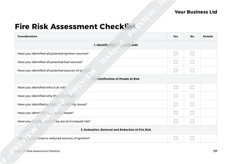 Fire Risk Assessment Checklist Fire Template Haspod