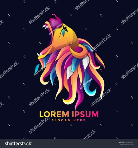 Colorful Lion Head Logo Template Royalty Free Stock Vector 1833840565