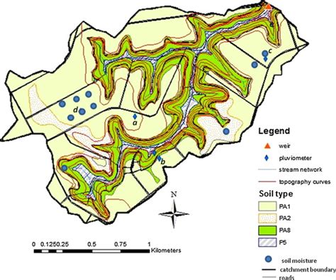 Map Of The Catchment Showing The Catchment Boundary External Line