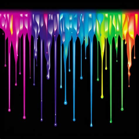 Premium Photo A Close Up Of A Rainbow Dripping Paint On A Black