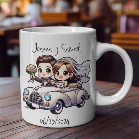 Taza Personalizada Para Novios 12oz Recién Casados Detalle Regalos