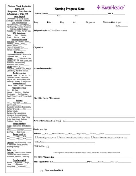 Nurse Notes Template Sample Design Layout Templates