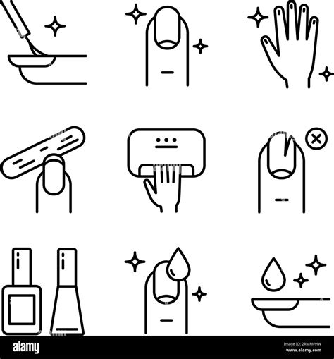 Manicure Outline Icon Set Tools For Cosmetic Beauty Treatment For The