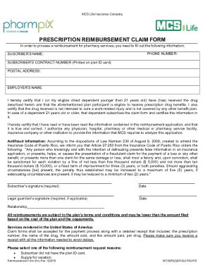 Fillable Online Pharmacy Reimb Claim Form To Update With PPx Logo Pdf