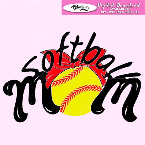 Softball Mom Svg Softball Svg Ribbon Svg Sport Svg Softball Bun Sports Softball Ribbon