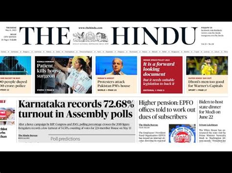 Th May I The Hindu Newspaper Headlines As Per Upsc Syllabus I The