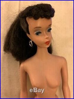 Vintage Brunette Ponytail Barbie 4 Nipples Soft Hair Solid Body