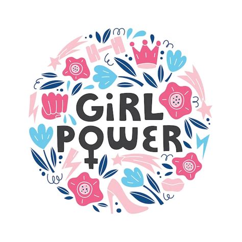 Premium Vector Girl Power Vector Hand Drawn Lettering With Female