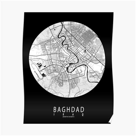 Baghdad City Map Of Iraq Full Moon Poster For Sale By DeMAP Redbubble