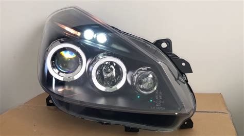 Phares Avant Renault Clio Angel Eyes Led Noir Youtube