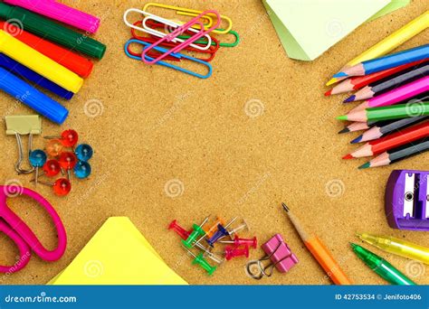 School Supplies And Bulletin Board Background Stock Photo | CartoonDealer.com #42753534