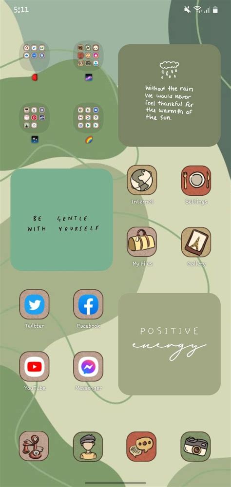 Green Aesthetic Homescreen Setup For Samsung Galaxy Devices Aesthetic