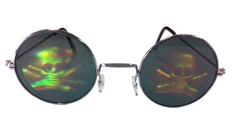 Lunettes M Tal Rondes Avec Hologramme T Te De Mort Achat De