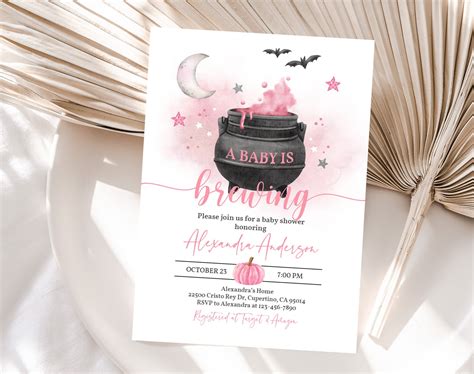 A Baby Is Brewing Halloween Baby Shower Invitation Halloween Etsy