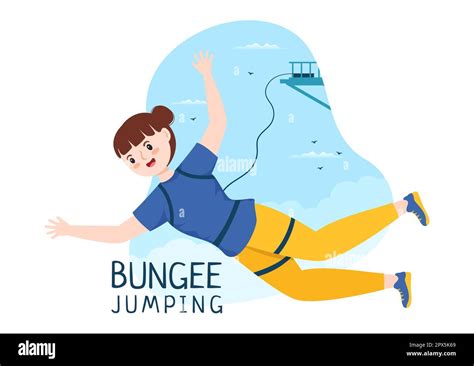 Bungee Jumping Illustration With A Person Wearing An Elastic Rope