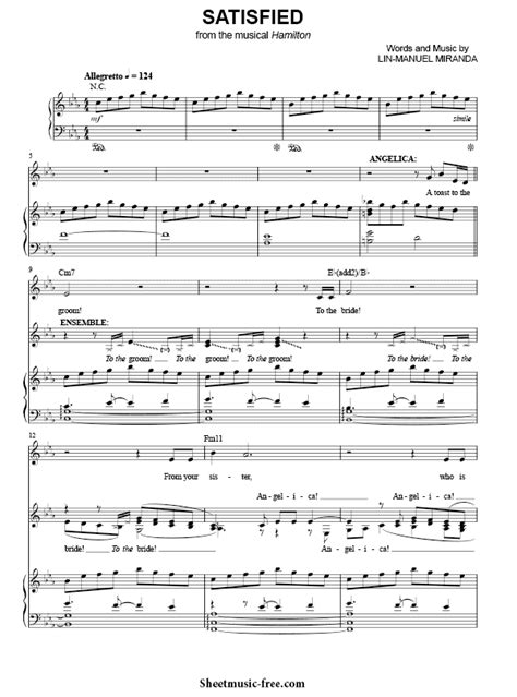 Satisfied Sheet Music Hamilton (The Musical) | ♪ SHEETMUSIC-FREE.COM