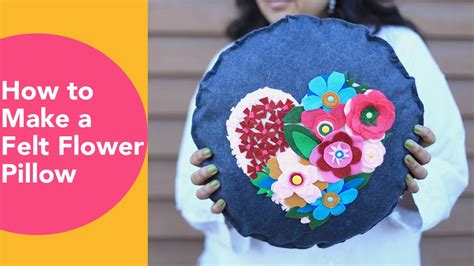 How To Make A Felt Flower Pillow No Sew Cushion Diy Felt Crafts Youtube