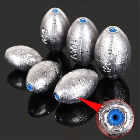 Fishing Lead Sinker 2g 100g Olive Shaped Line Sinkers Hook Connector