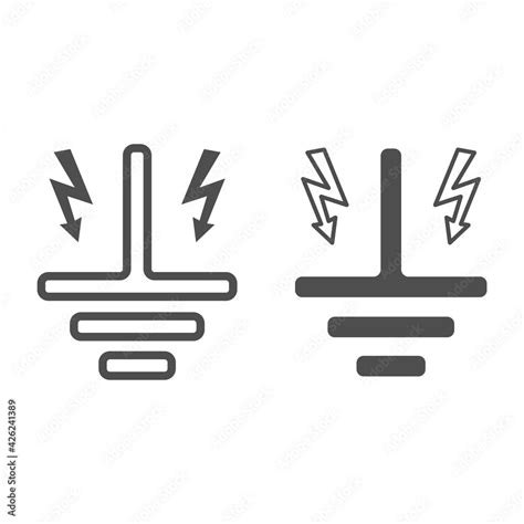 Grounding Line And Solid Icon Safety Engineering Concept Electric