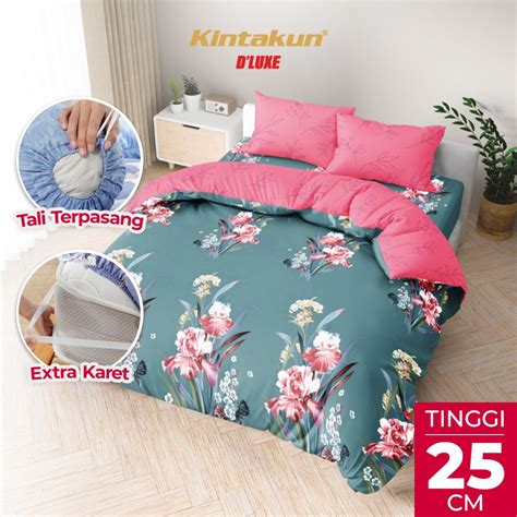 Jual Kintakun Bed Cover Set Fitted X Dluxe Aesthetic Bunga