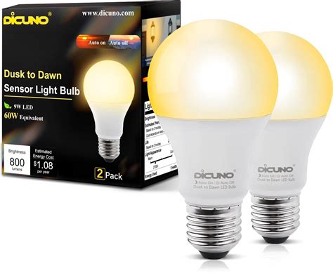 Dicuno Dusk To Dawn Led Outdoor Light Bulbs Automatic On Off Light